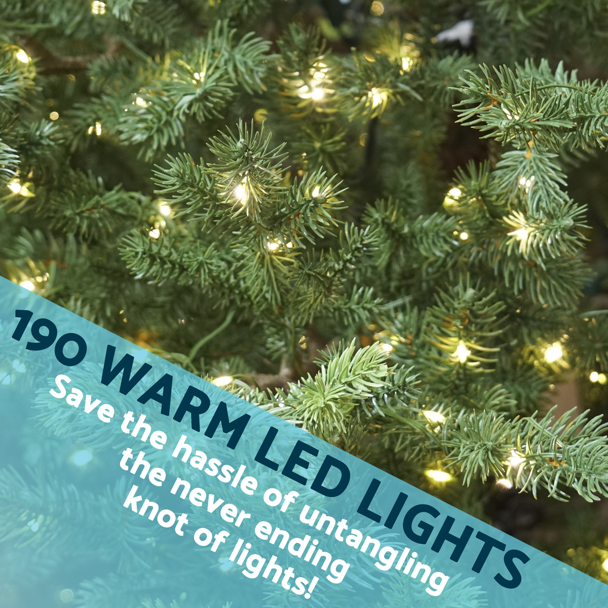 Dellonda DH80 Dellonda Pre-Lit Hinged Christmas Tree with 190 Warm White LED Lights 5ft(150cm)