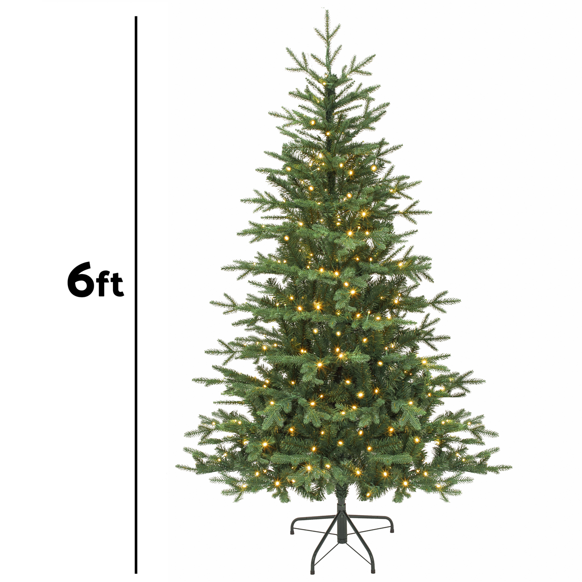 Dellonda DH81 Dellonda Pre-Lit Hinged Christmas Tree with 270 Warm White LED Lights 6ft(180cm)