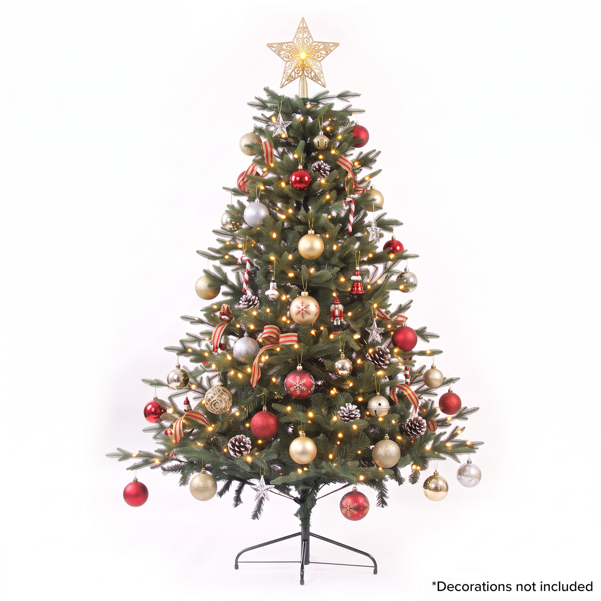 Dellonda DH82 Dellonda Pre-Lit Hinged Christmas Tree with 350 Warm White LED Lights 7ft(210cm)