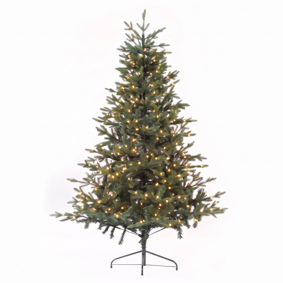 Dellonda DH82 Dellonda Pre-Lit Hinged Christmas Tree with 350 Warm White LED Lights 7ft(210cm)