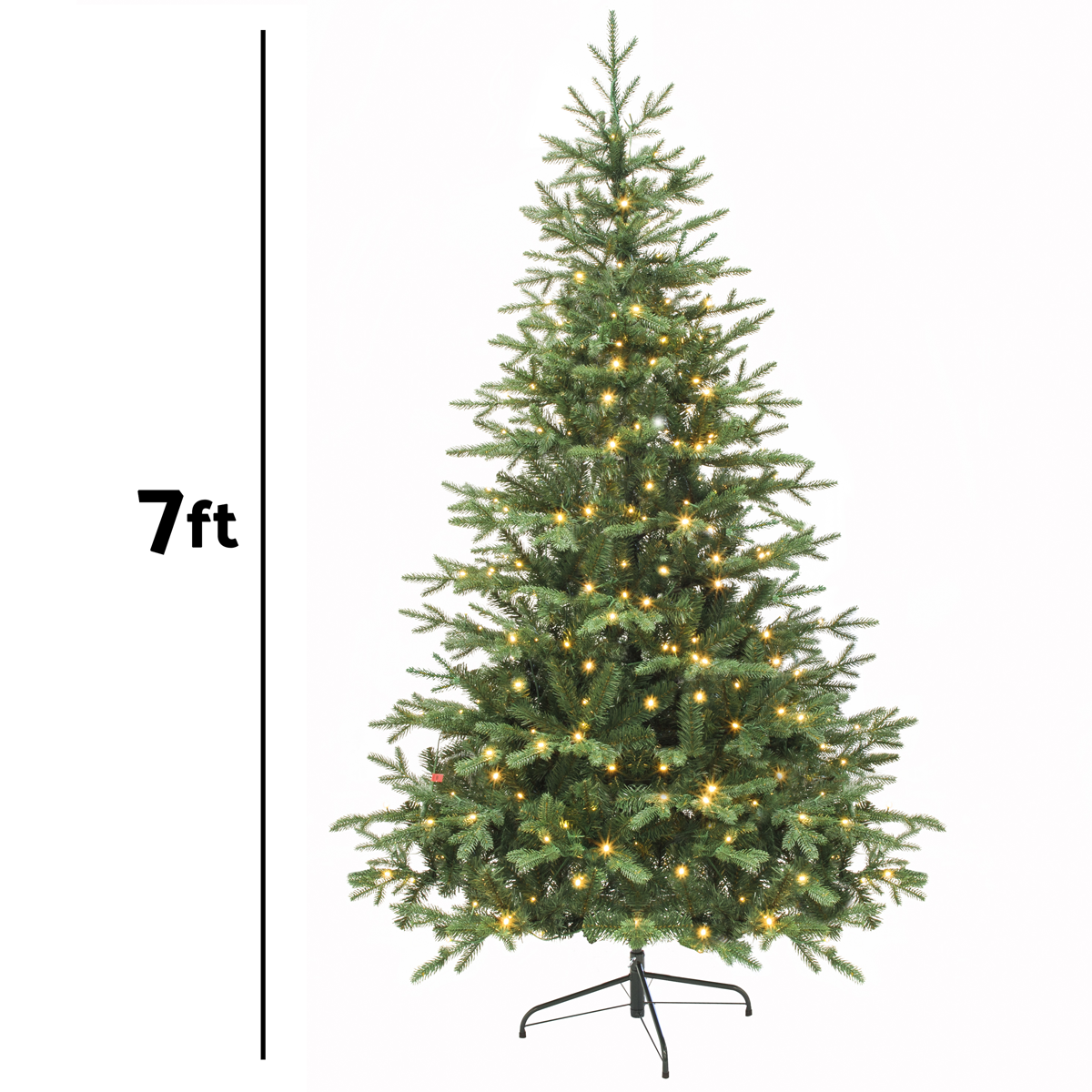 Dellonda DH82 Dellonda Pre-Lit Hinged Christmas Tree with 350 Warm White LED Lights 7ft(210cm)