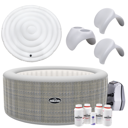 Dellonda DL101 Dellonda 4-6 Person Inflatable Hot Tub/Spa with Smart Pump & Starter Kit - Rattan Effect