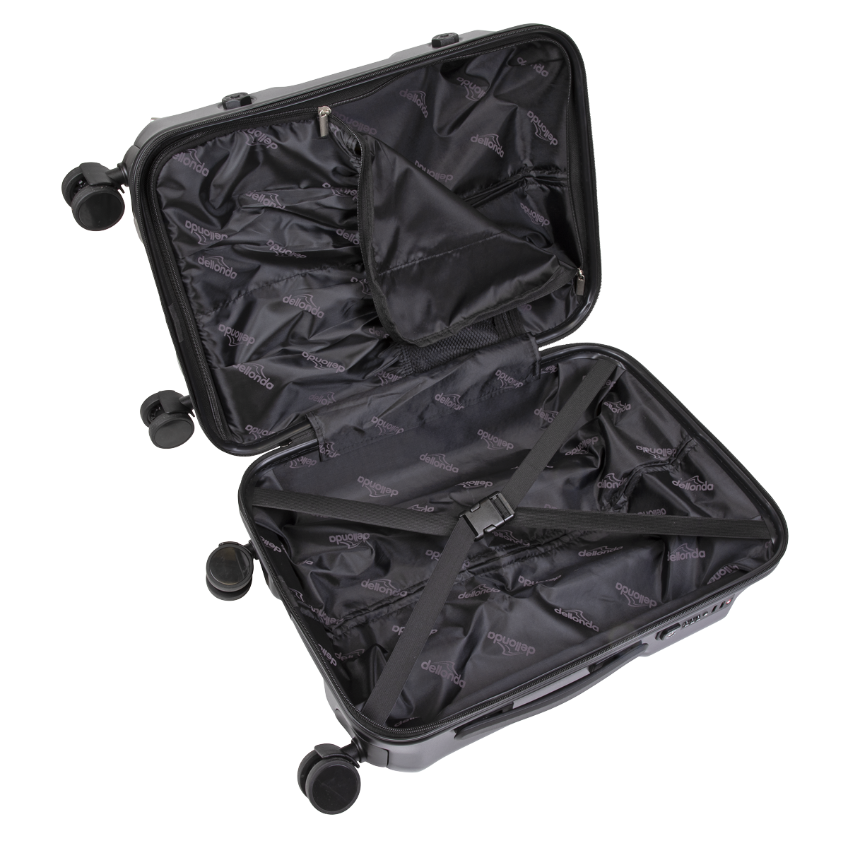 Dellonda DL10 Dellonda Lightweight ABS Luggage Set 3pc - Black