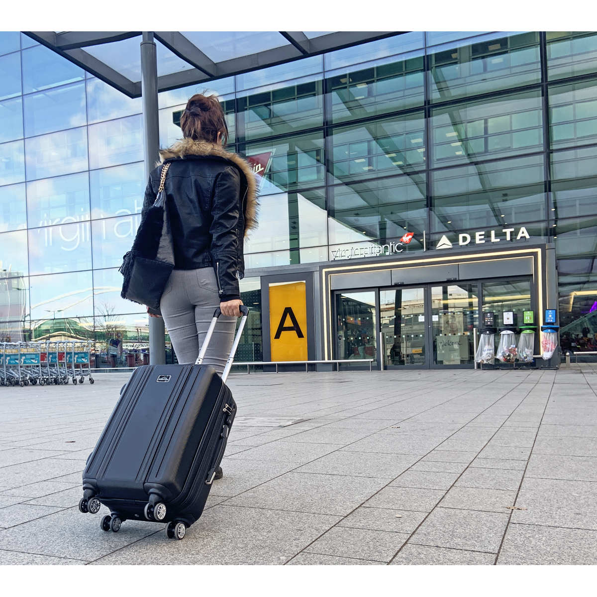Dellonda DL11 Dellonda Lightweight ABS Luggage Set with TSA Lock - Black