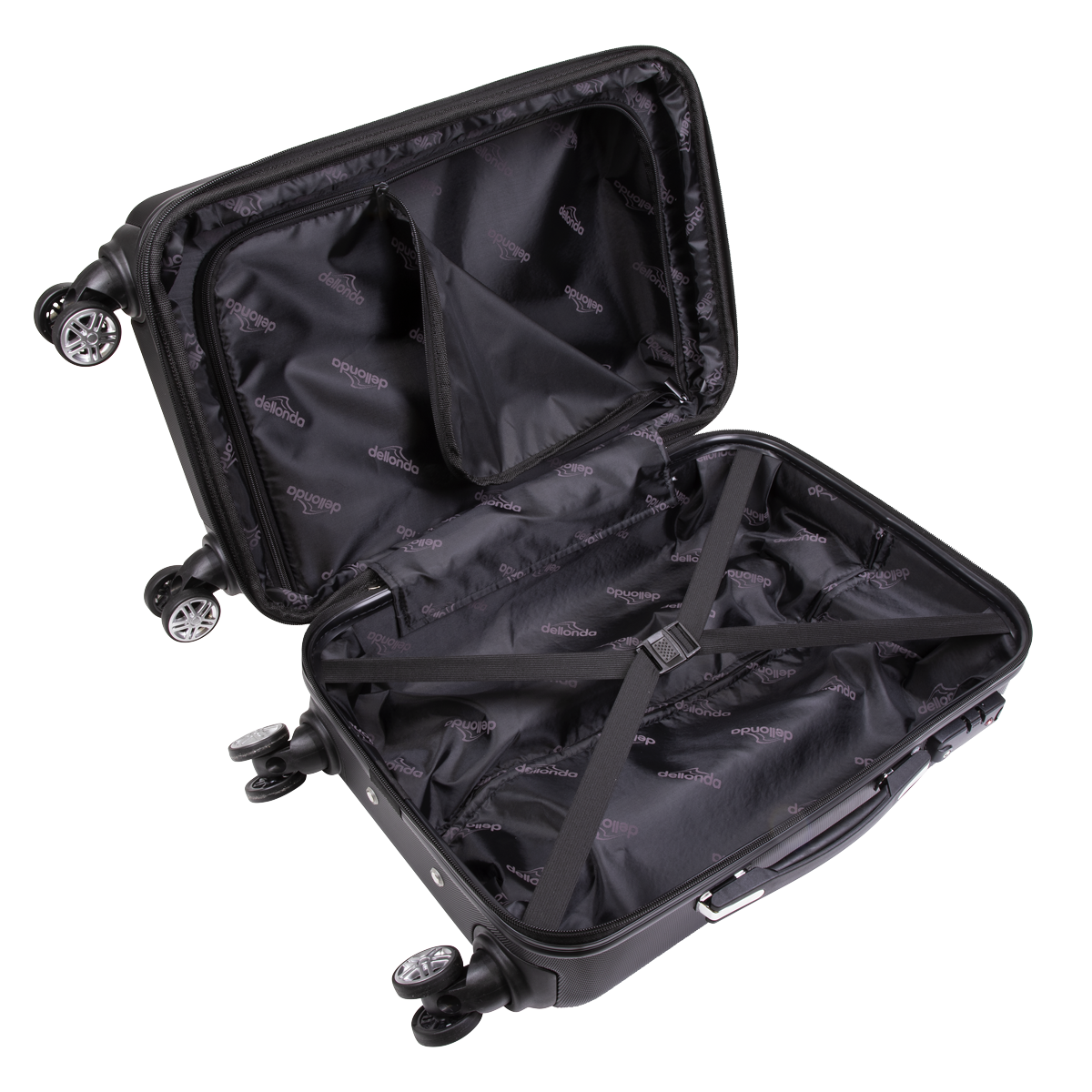 Dellonda DL11 Dellonda Lightweight ABS Luggage Set with TSA Lock - Black