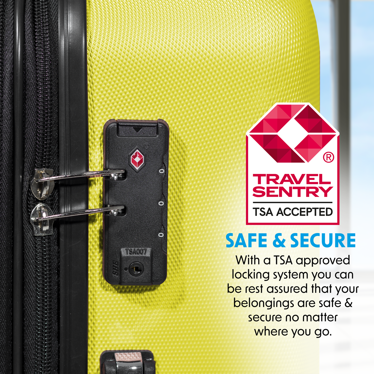 Dellonda DL124 Dellonda Lightweight ABS Luggage Set with TSA Lock - Yellow
