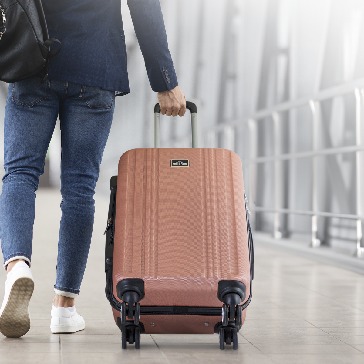Dellonda DL125 Dellonda Lightweight ABS Luggage Set with TSA Lock - Rose Gold