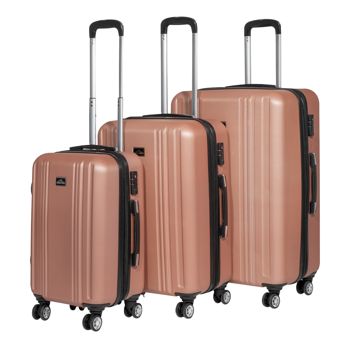 Dellonda DL125 Dellonda Lightweight ABS Luggage Set with TSA Lock - Rose Gold