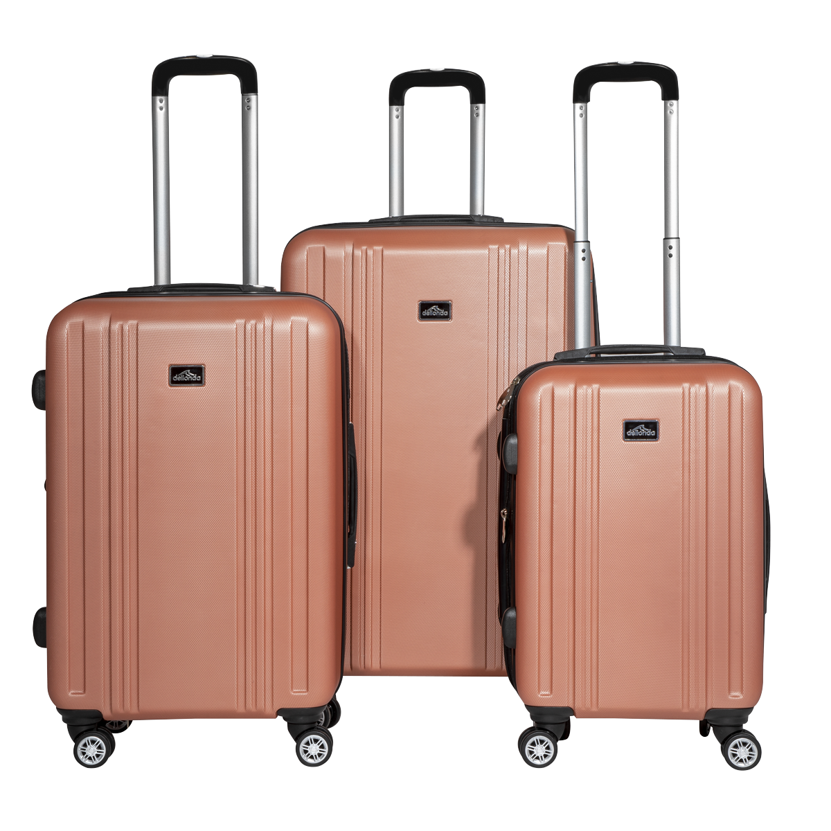 Dellonda DL125 Dellonda Lightweight ABS Luggage Set with TSA Lock - Rose Gold