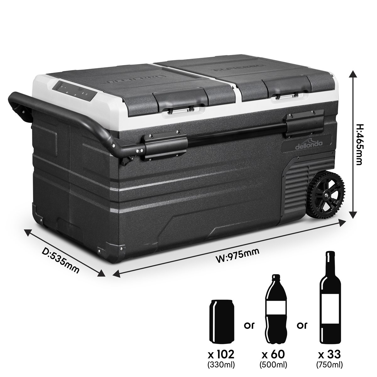 Dellonda DL127 Dellonda Portable Fridge Freezer/Cool Box with LED Display 75L