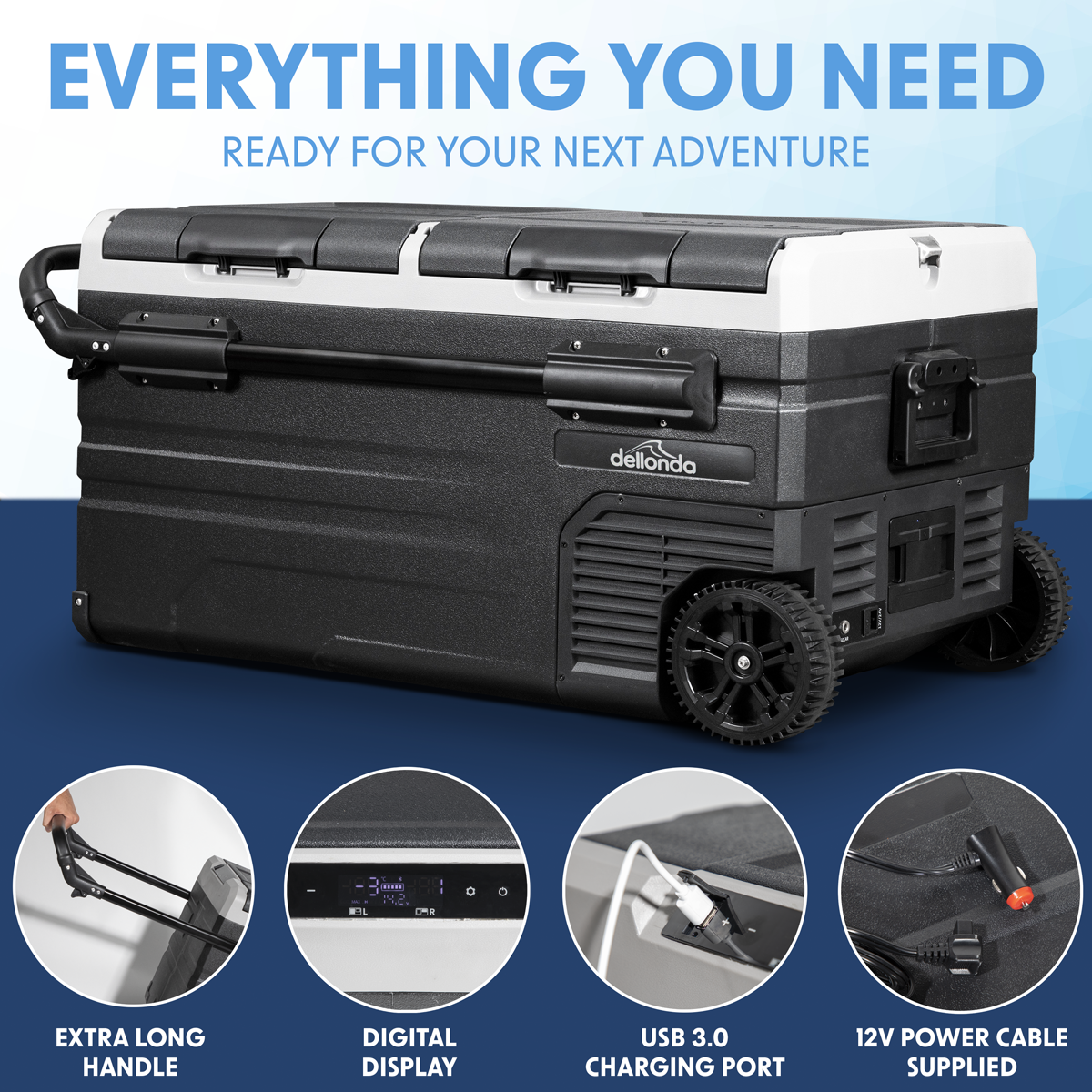 Dellonda DL128 Dellonda Portable Fridge Freezer/Cool Box with LED Display 95L