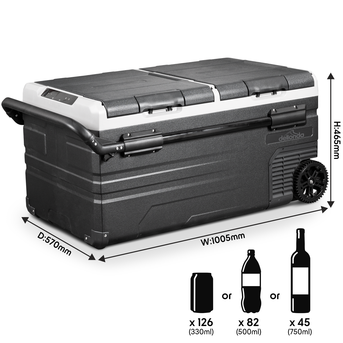 Dellonda DL128 Dellonda Portable Fridge Freezer/Cool Box with LED Display 95L
