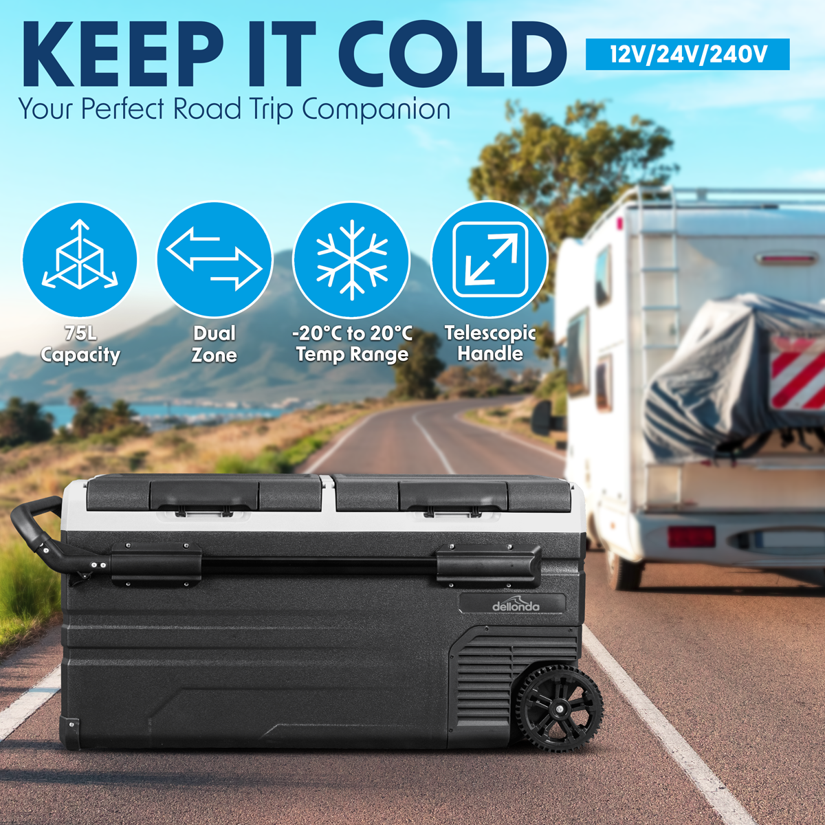 Dellonda DL128 Dellonda Portable Fridge Freezer/Cool Box with LED Display 95L