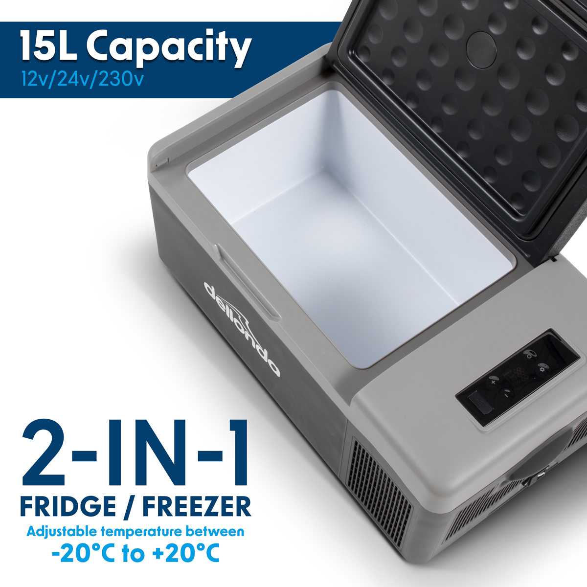 Dellonda DL12 Dellonda Portable Fridge Freezer/Cool Box with LED Display 15L
