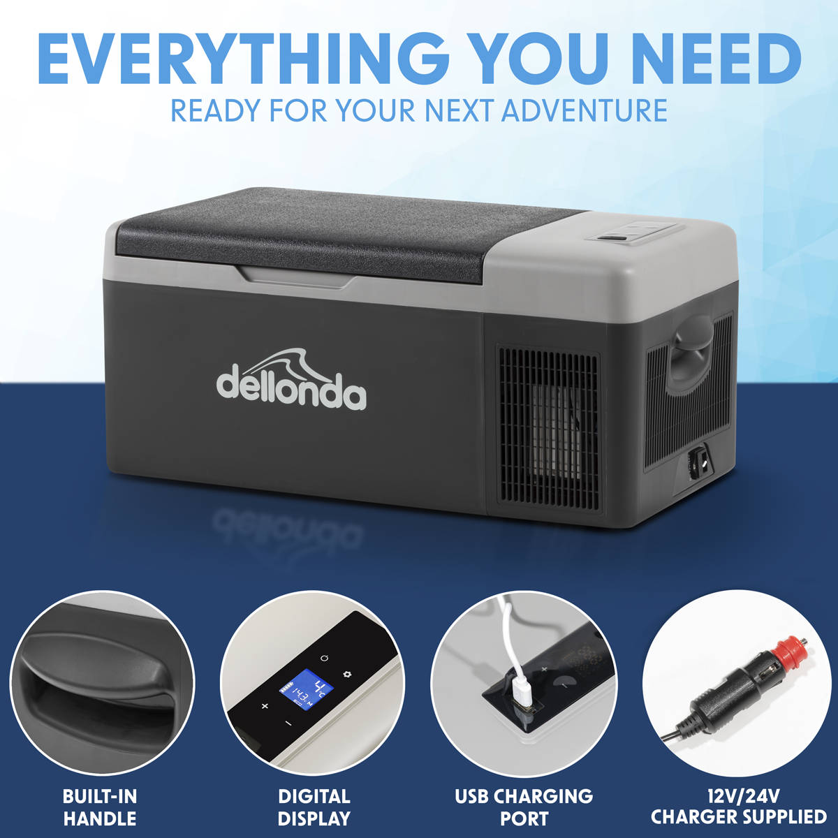 Dellonda DL12 Dellonda Portable Fridge Freezer/Cool Box with LED Display 15L