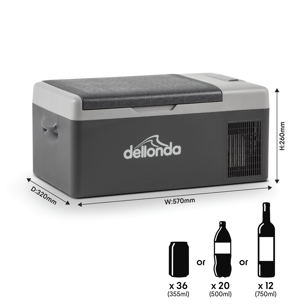 Dellonda DL12 Dellonda Portable Fridge Freezer/Cool Box with LED Display 15L