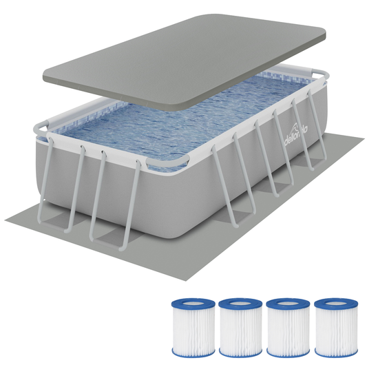 Dellonda DL139 Dellonda Deluxe Steel Frame Swimming Pool with Filter Pump 13ft, Top Cover, Ground Sheet & Additional Filters