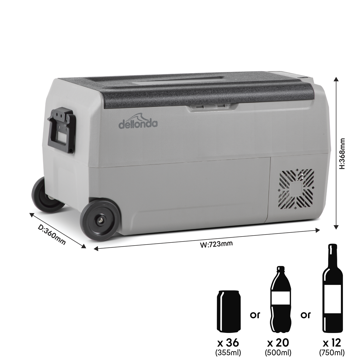 Dellonda DL13 Dellonda Portable Fridge Freezer/Cool Box with LED Display 36L