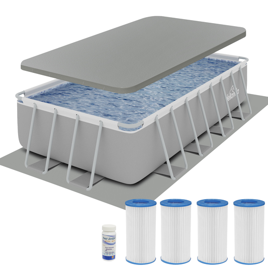 Dellonda DL140 Dellonda Deluxe Steel Frame Swimming Pool with Filter Pump 18ft, Top Cover, Ground Sheet & Additional Filters