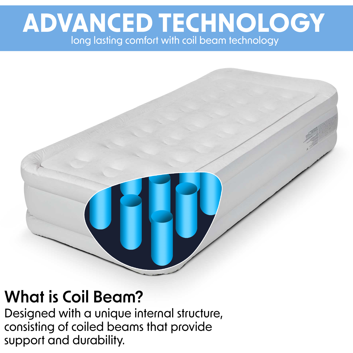 Dellonda DL144 Dellonda Raised Air Bed with Removable Electric Pump & Storage Bag - Single