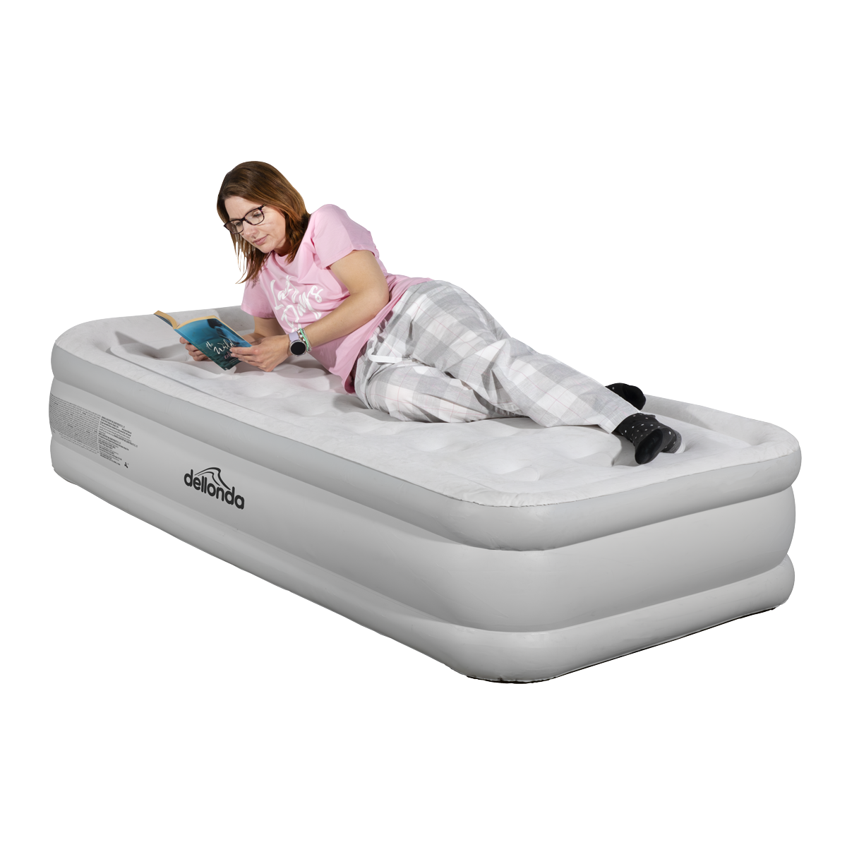 Dellonda DL144 Dellonda Raised Air Bed with Removable Electric Pump & Storage Bag - Single