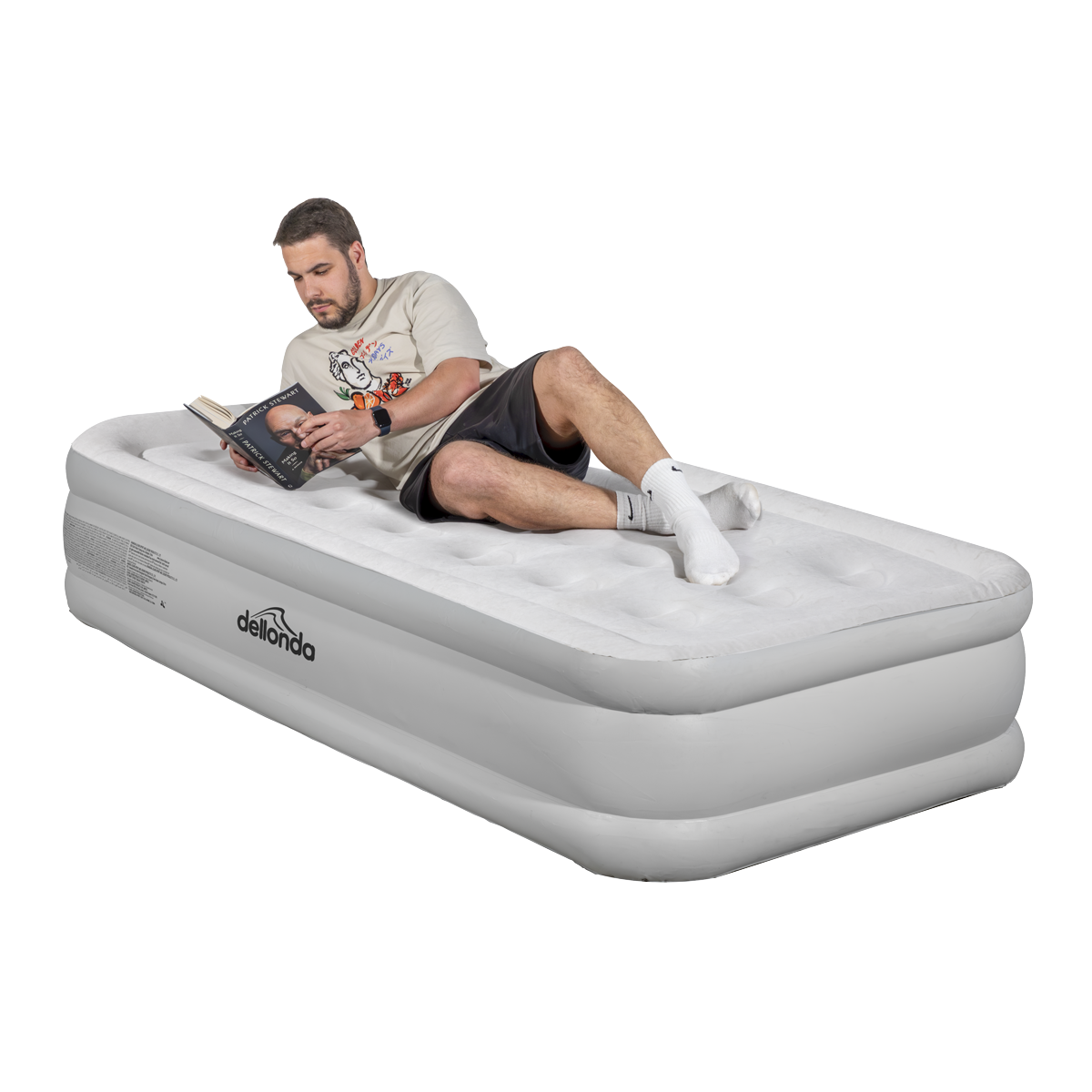 Dellonda DL144 Dellonda Raised Air Bed with Removable Electric Pump & Storage Bag - Single
