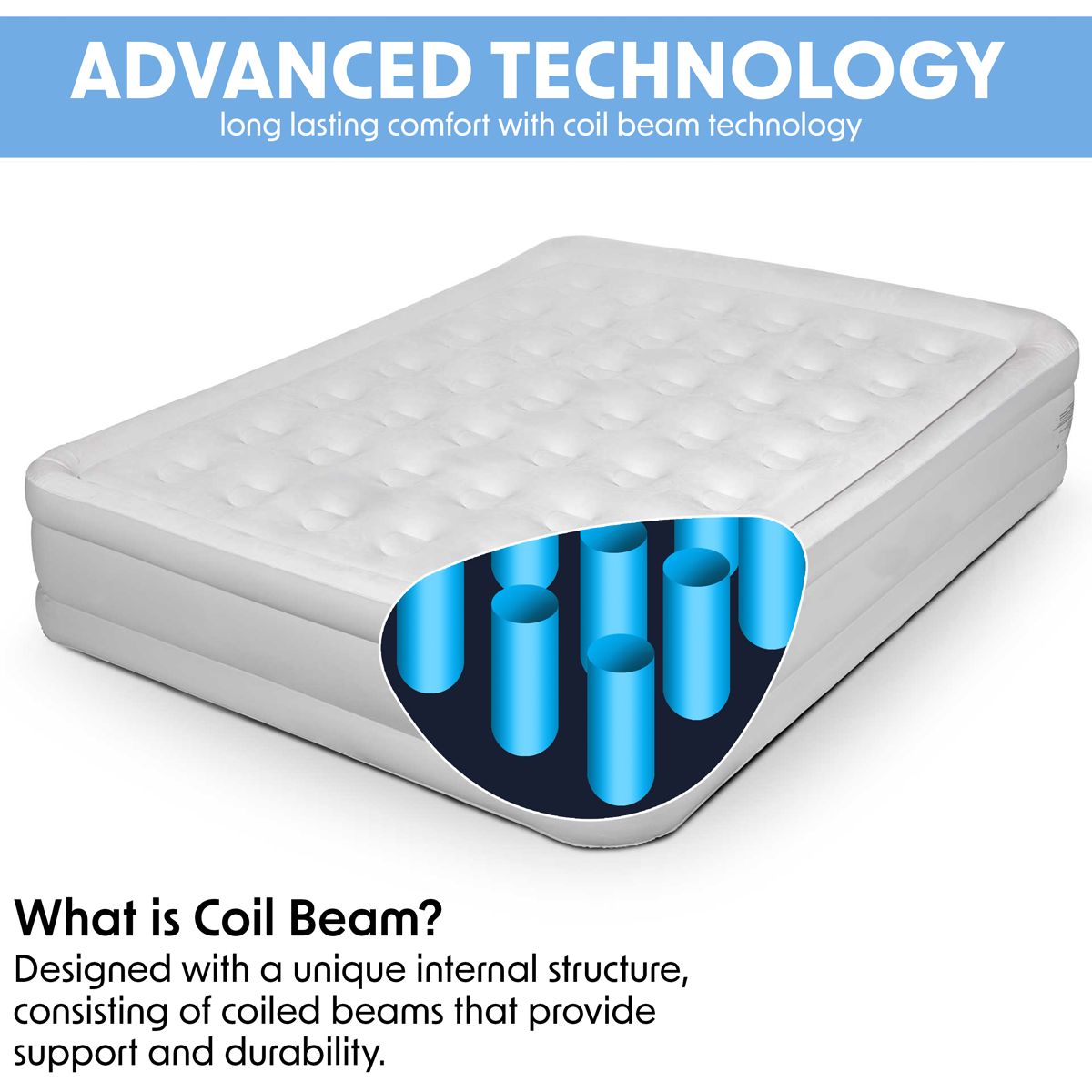 Dellonda DL145 Dellonda Raised Air Bed with Removable Electric Pump & Storage Bag - Queen