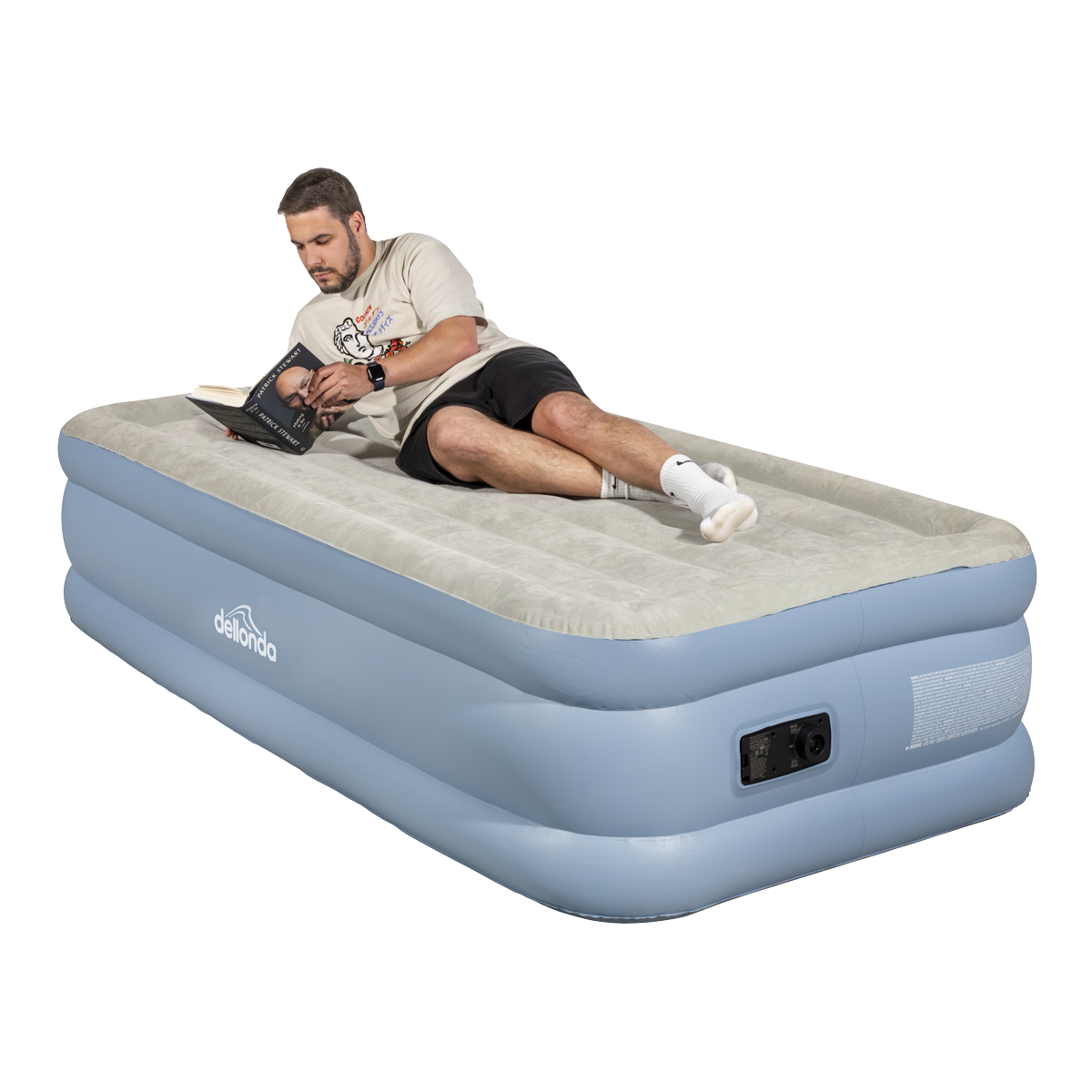 Dellonda DL146 Dellonda Raised Air Bed with Built-in Electric Pump & Storage Bag - Single
