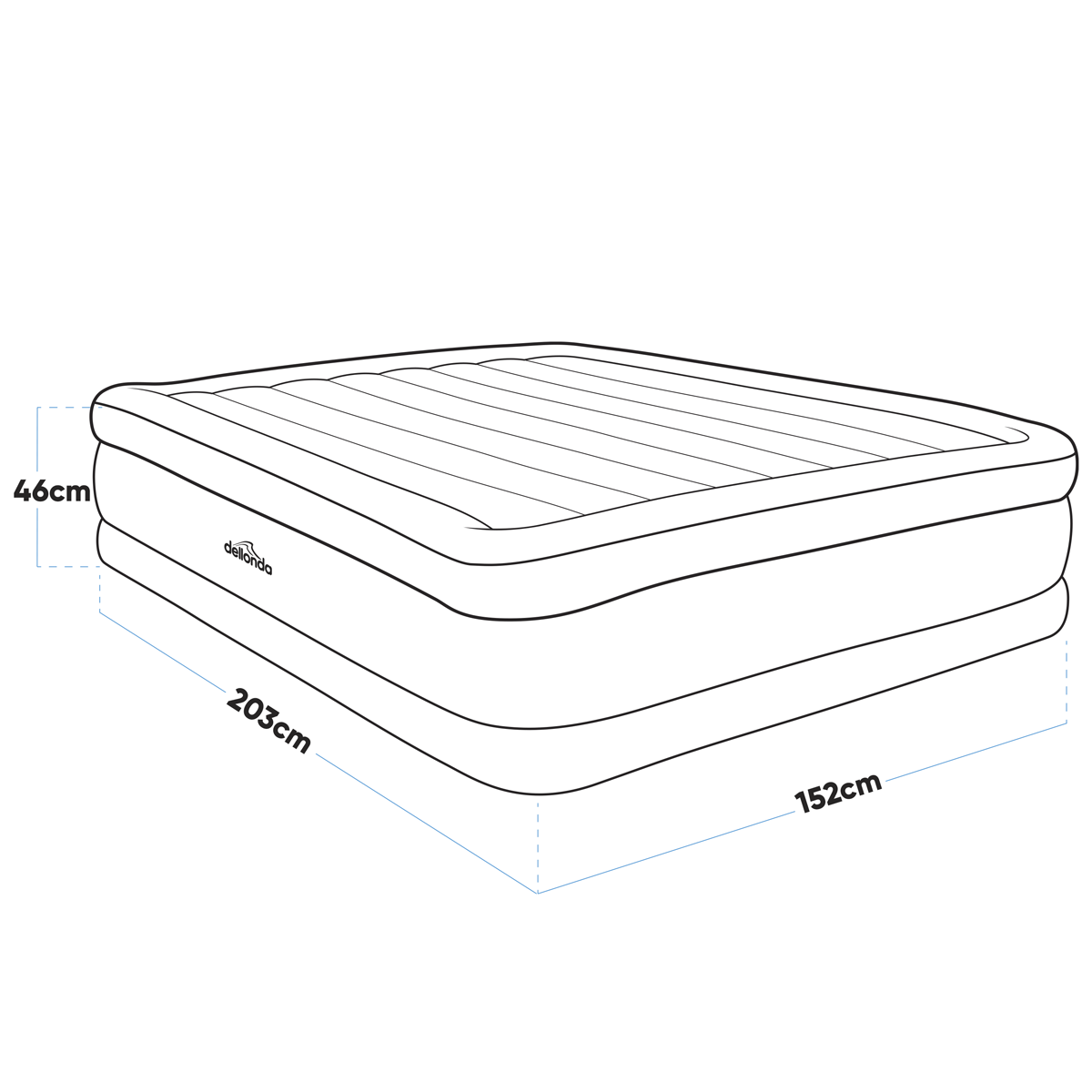 Dellonda DL147 Dellonda Raised Air Bed with Built-in Electric Pump & Storage Bag - Queen