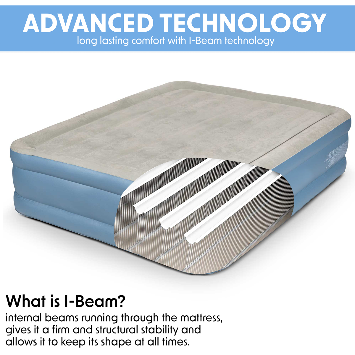 Dellonda DL147 Dellonda Raised Air Bed with Built-in Electric Pump & Storage Bag - Queen
