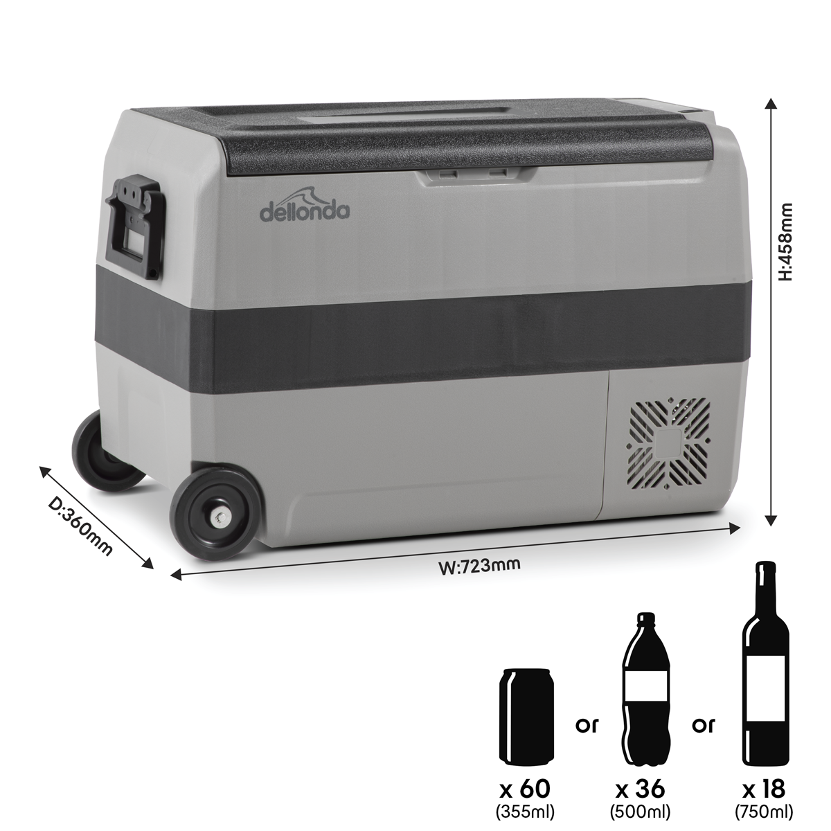Dellonda DL14 Dellonda Portable Fridge Freezer/Cool Box with LED Display 50L
