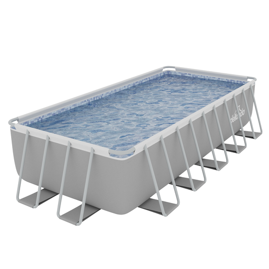 Dellonda DL150 Dellonda Deluxe Steel Frame Rectangular Swimming Pool with Step Ladder & Filter Pump 21ft