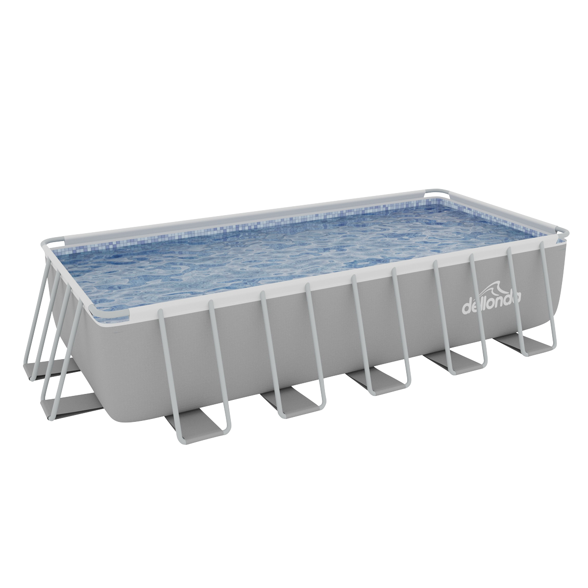 Dellonda DL150 Dellonda Deluxe Steel Frame Rectangular Swimming Pool with Step Ladder & Filter Pump 21ft