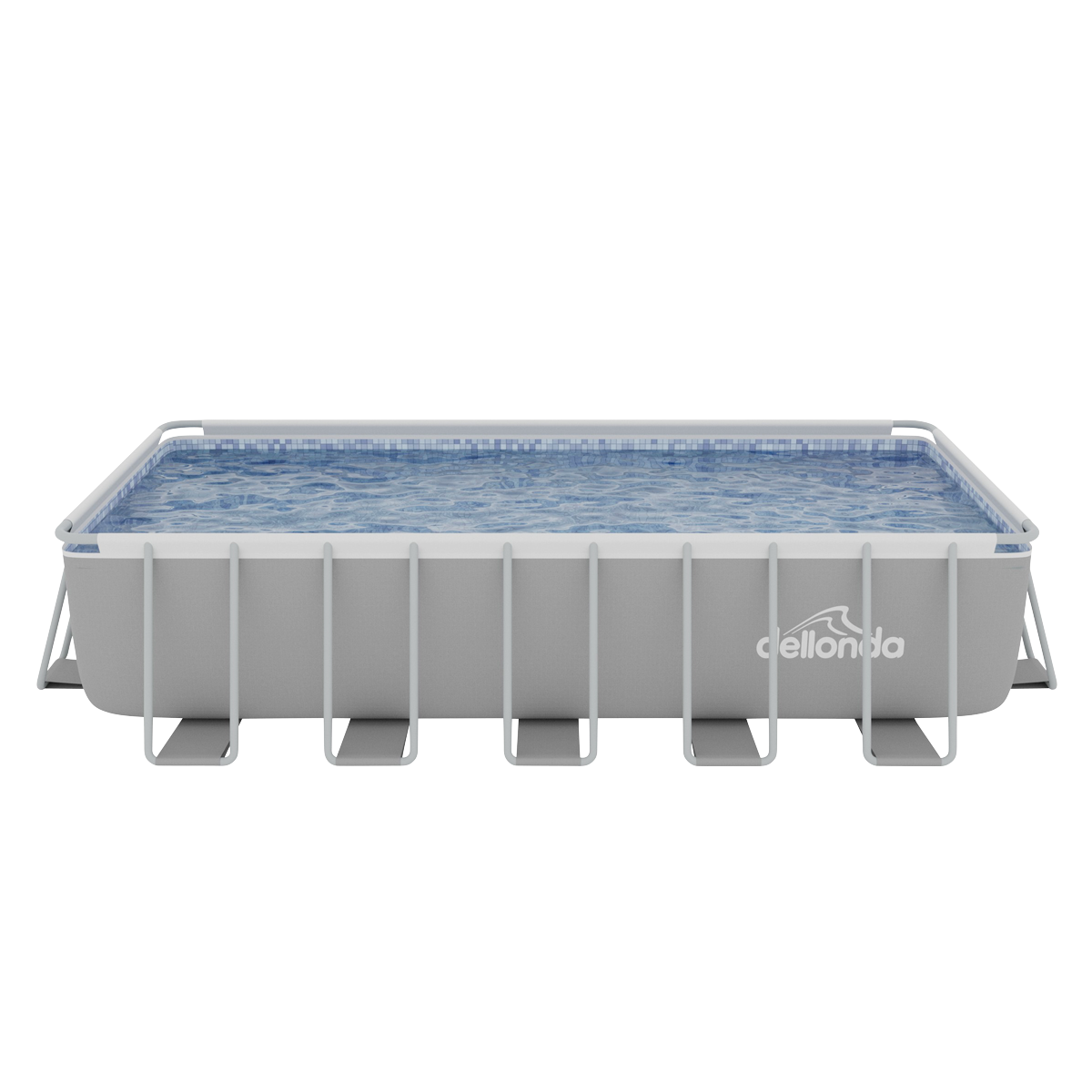 Dellonda DL150 Dellonda Deluxe Steel Frame Rectangular Swimming Pool with Step Ladder & Filter Pump 21ft