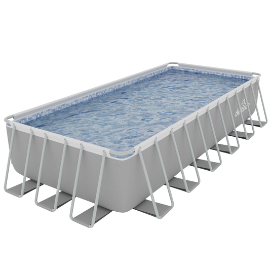 Dellonda DL151 Dellonda Deluxe Steel Frame Rectangular Swimming Pool with Step Ladder & Filter Pump 25ft