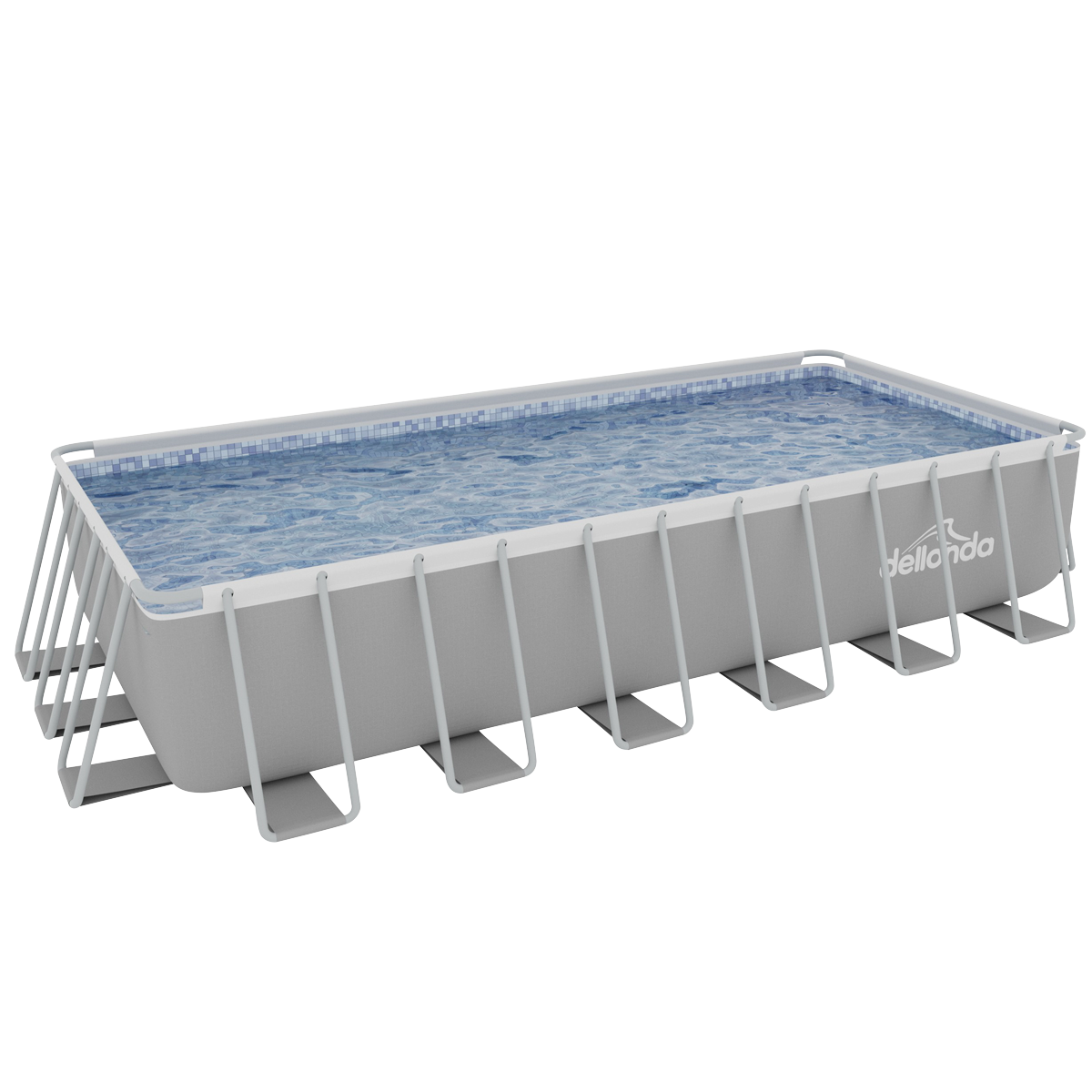 Dellonda DL151 Dellonda Deluxe Steel Frame Rectangular Swimming Pool with Step Ladder & Filter Pump 25ft