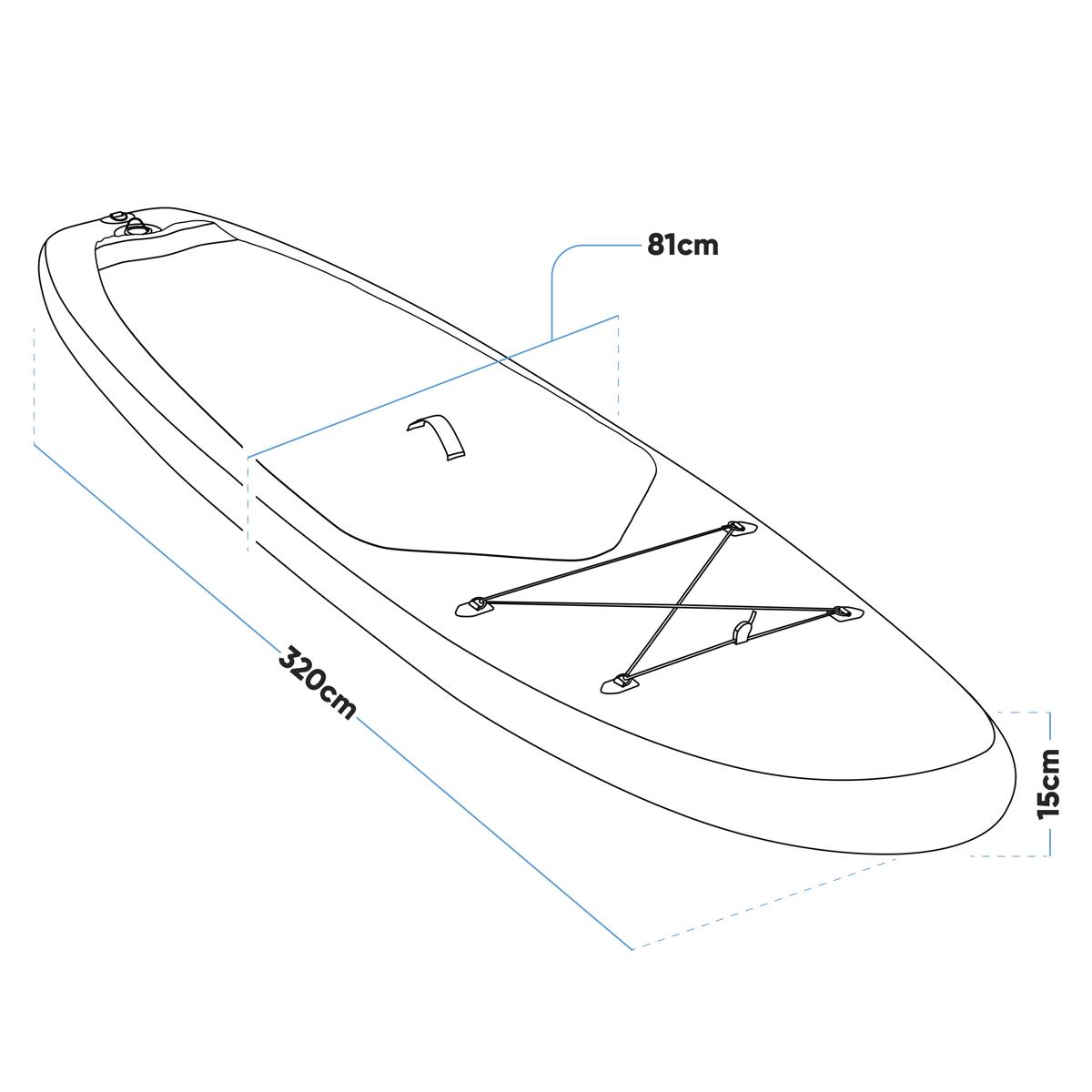 Dellonda DL152 Dellonda Inflatable Stand-Up Paddle Board 10'6" - Light Blue/White