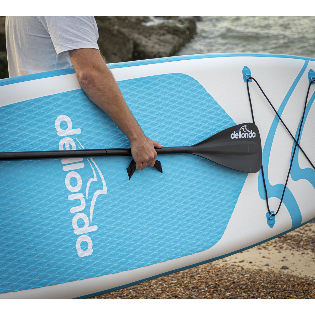Dellonda DL152 Dellonda Inflatable Stand-Up Paddle Board 10'6" - Light Blue/White