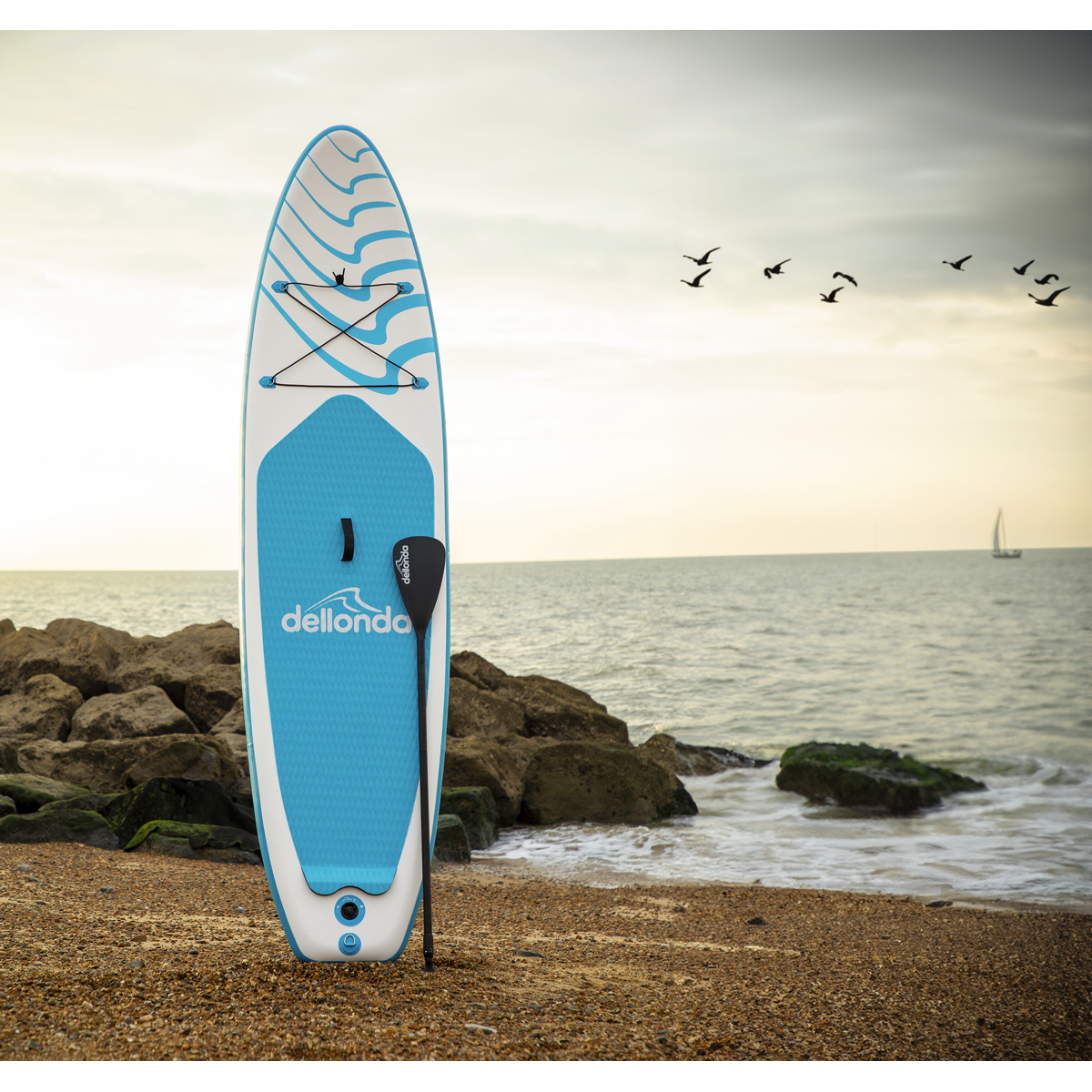 Dellonda DL152 Dellonda Inflatable Stand-Up Paddle Board 10'6" - Light Blue/White