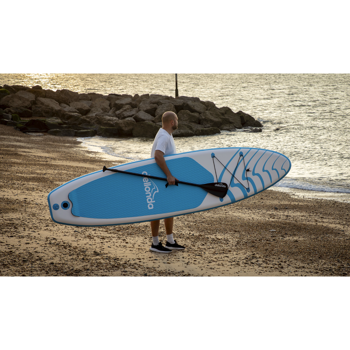 Dellonda DL152 Dellonda Inflatable Stand-Up Paddle Board 10'6" - Light Blue/White