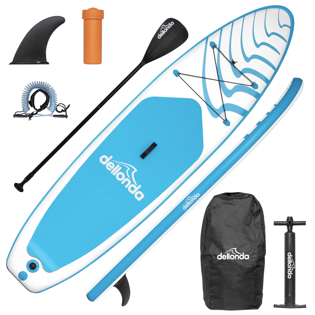 Dellonda DL152 Dellonda Inflatable Stand-Up Paddle Board 10'6" - Light Blue/White