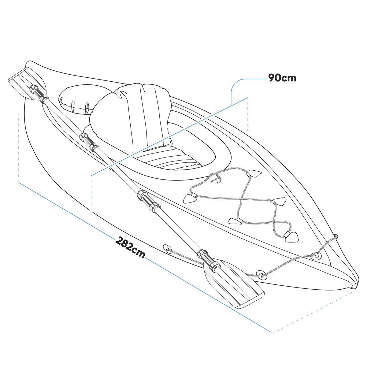 Dellonda DL154 Dellonda Inflatable One-Person Kayak/Canoe Set with Pump, Carry Bag & Aluminium Oar - Blue/Green