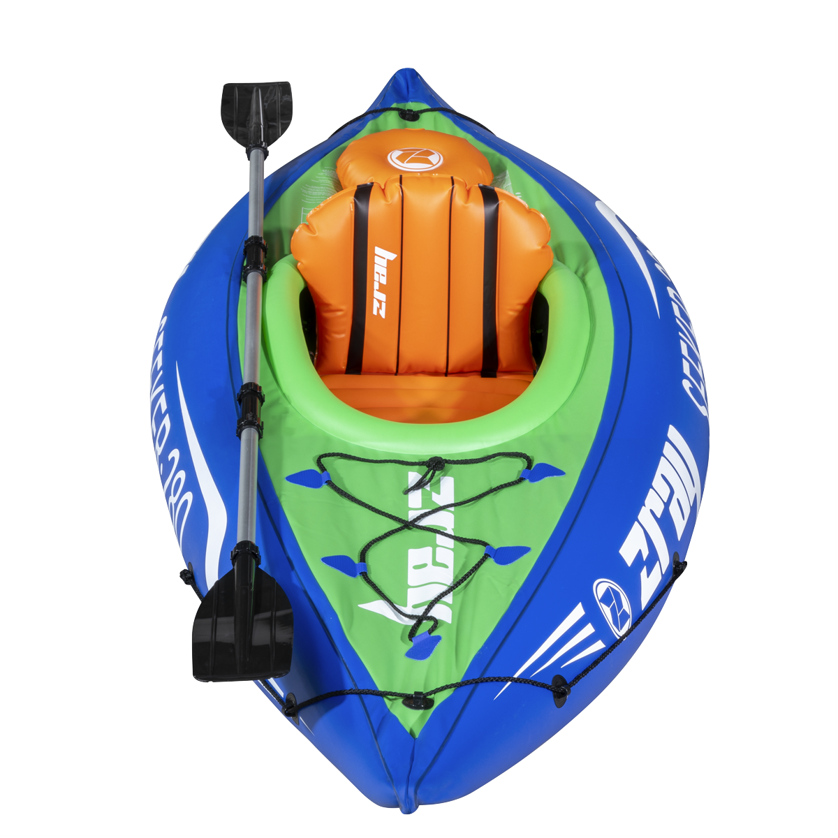 Dellonda DL154 Dellonda Inflatable One-Person Kayak/Canoe Set with Pump, Carry Bag & Aluminium Oar - Blue/Green