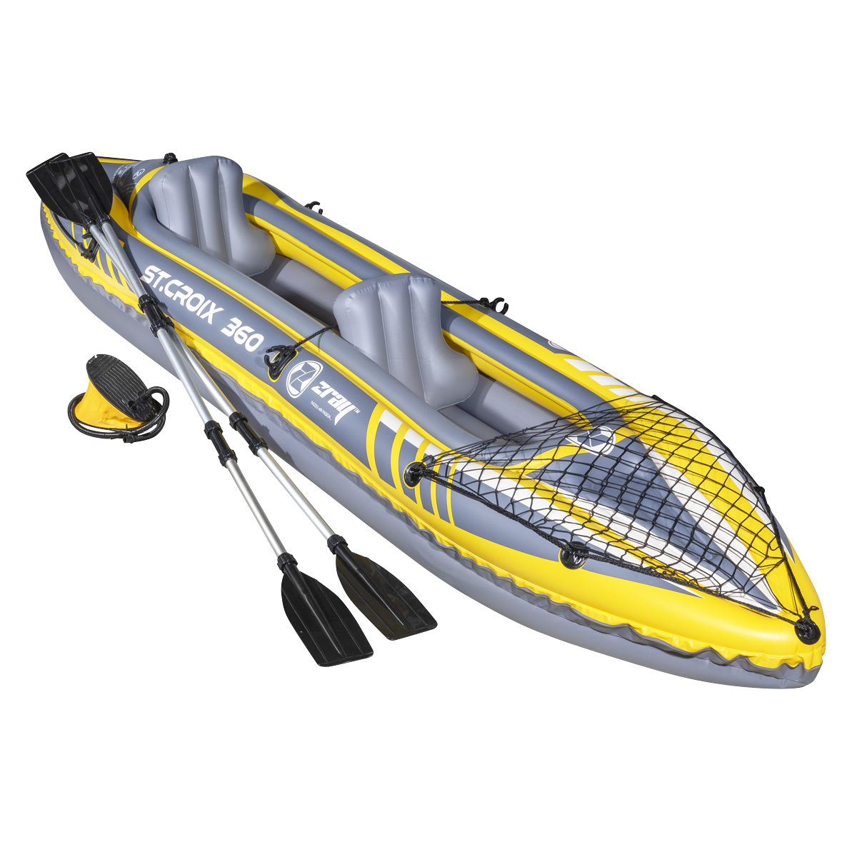 Dellonda DL155 Dellonda Inflatable 2-Person Kayak/Canoe Set with Pump, Carry Bag & 2 Oars - Blue/Yellow/White