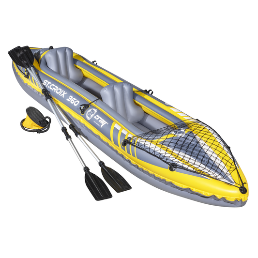 Dellonda DL155 Dellonda Inflatable 2-Person Kayak/Canoe Set with Pump, Carry Bag & 2 Oars - Blue/Yellow/White