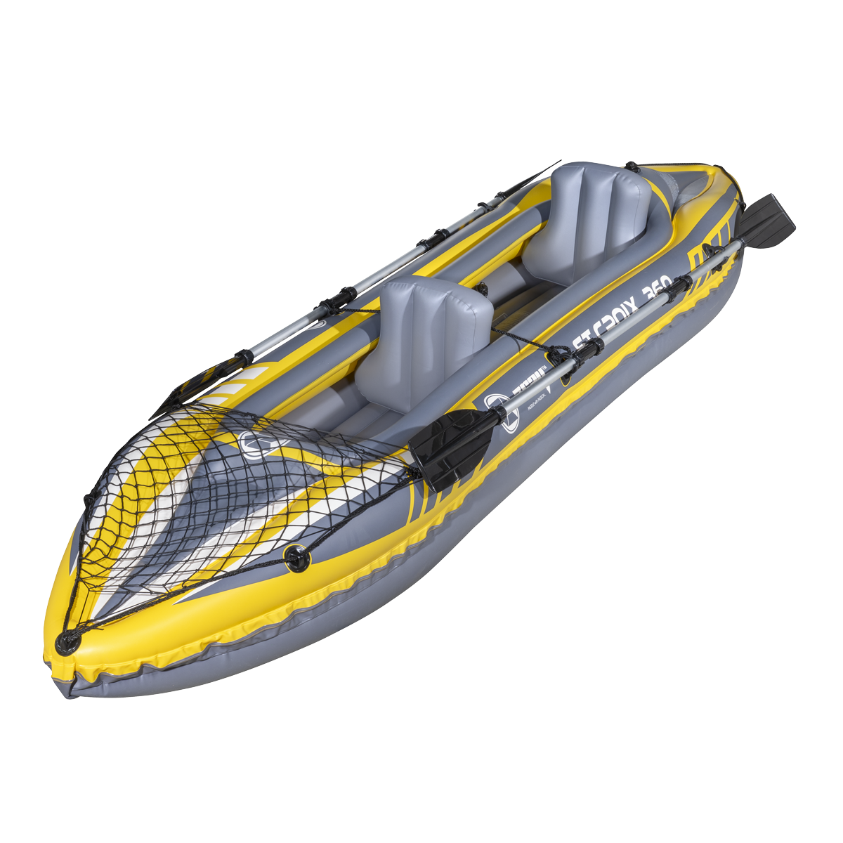 Dellonda DL155 Dellonda Inflatable 2-Person Kayak/Canoe Set with Pump, Carry Bag & 2 Oars - Blue/Yellow/White