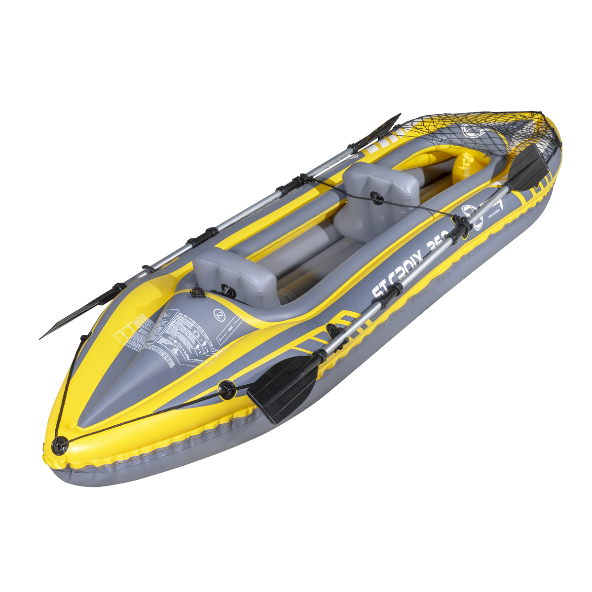 Dellonda DL155 Dellonda Inflatable 2-Person Kayak/Canoe Set with Pump, Carry Bag & 2 Oars - Blue/Yellow/White