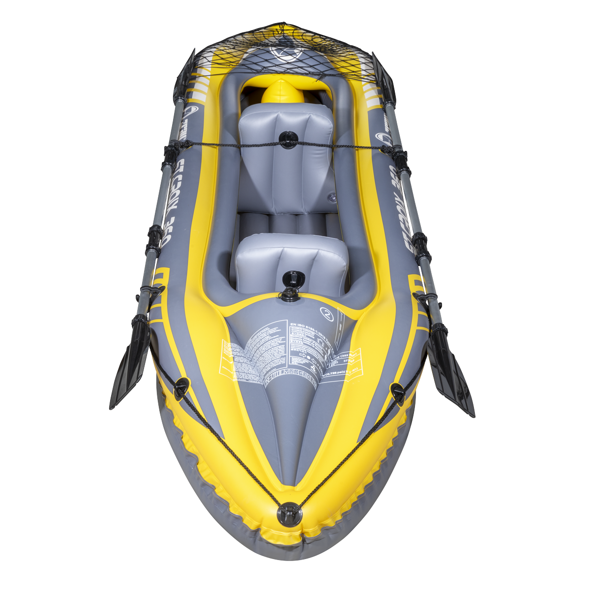 Dellonda DL155 Dellonda Inflatable 2-Person Kayak/Canoe Set with Pump, Carry Bag & 2 Oars - Blue/Yellow/White