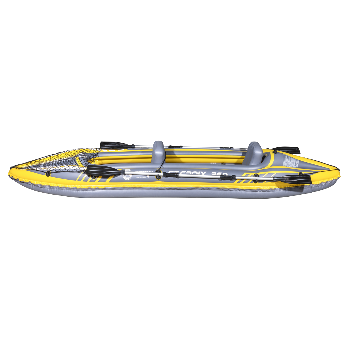 Dellonda DL155 Dellonda Inflatable 2-Person Kayak/Canoe Set with Pump, Carry Bag & 2 Oars - Blue/Yellow/White