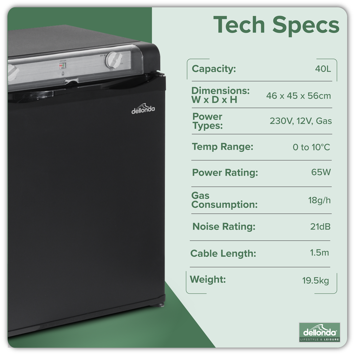 Dellonda DL158 Dellonda 3-Way Fridge 40L